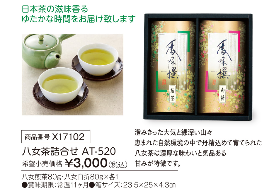 活動資金集め物販　八女茶詰合せ AT-520　九州味市場